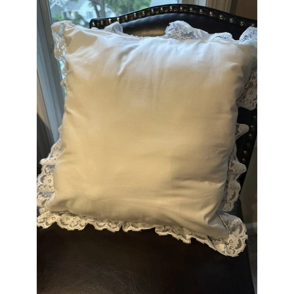 Vintage Donald‎ Duck Handmade Animal Stitches Pillow With Lace Trim 1988 15